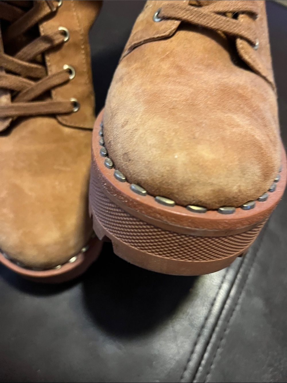 Vince Camuto Tan Suede Combat Moto Boots - Picture 7 of 8